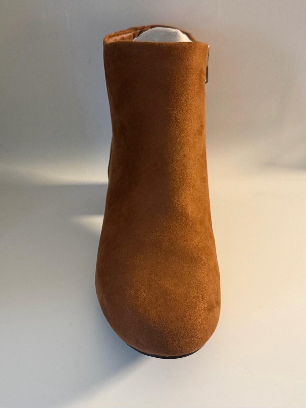 Women's Suede Ankle Bootie in Chestnut - Casual Zip Boot